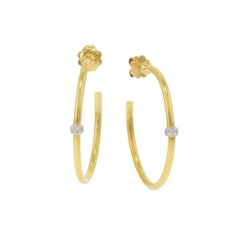 Chimento 18KT Yellow Gold Bamboo Flirt Hoop Earrings with Diamond Bead