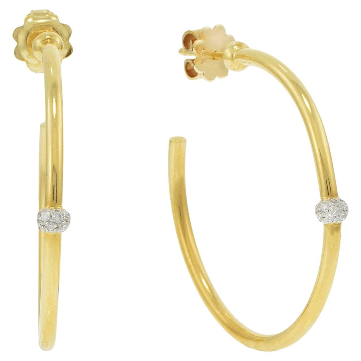 Chimento Orecchini a cerchio in oro giallo 18KT con perla di diamante in vendita