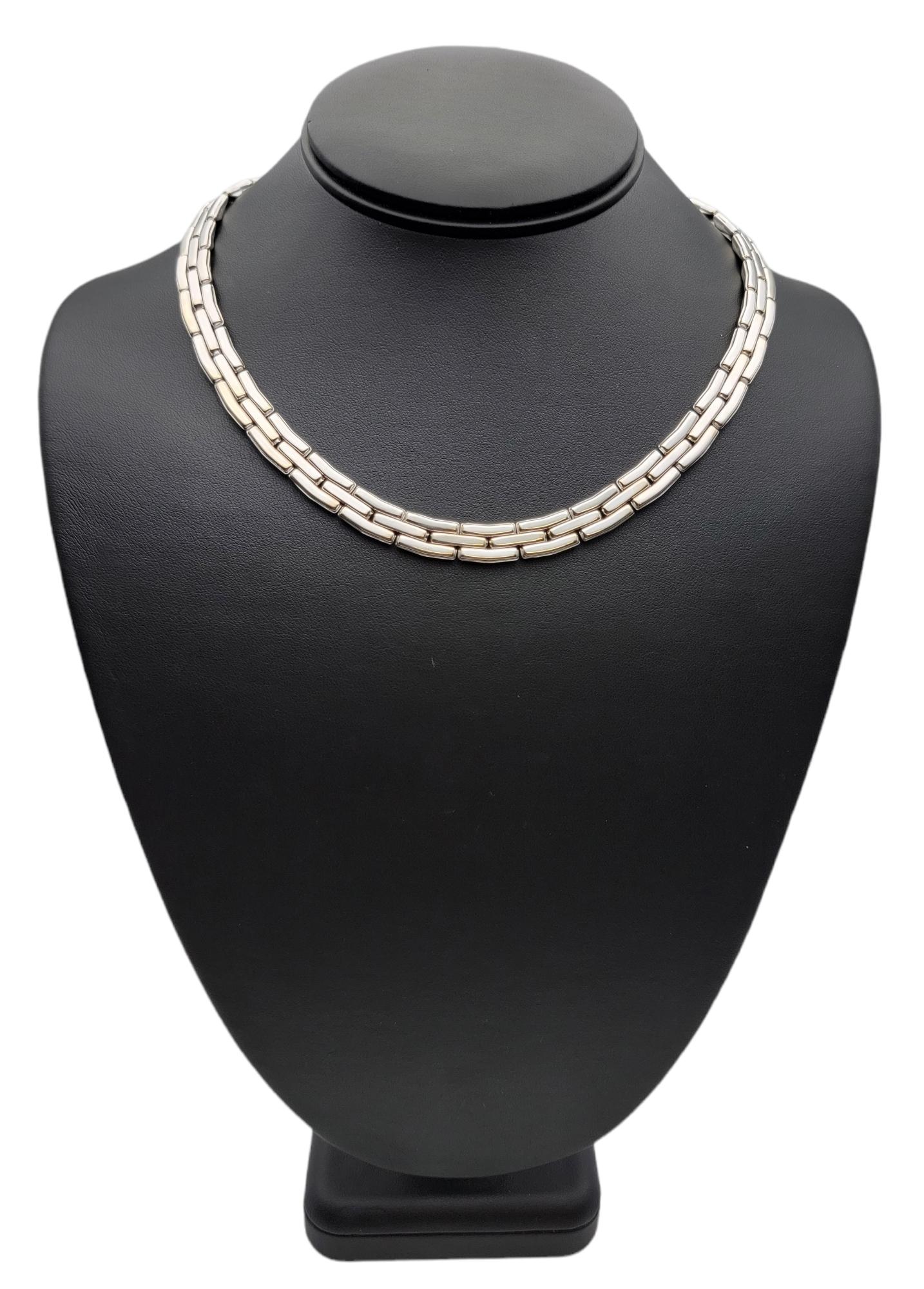 Chimento 2.00 Carat Total Diamond Link Collar Necklace in 18 Karat White Gold For Sale 6