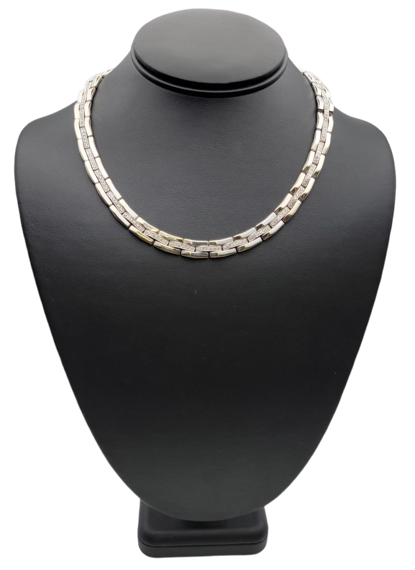 Chimento 2.00 Carat Total Diamond Link Collar Necklace in 18 Karat White Gold For Sale 7