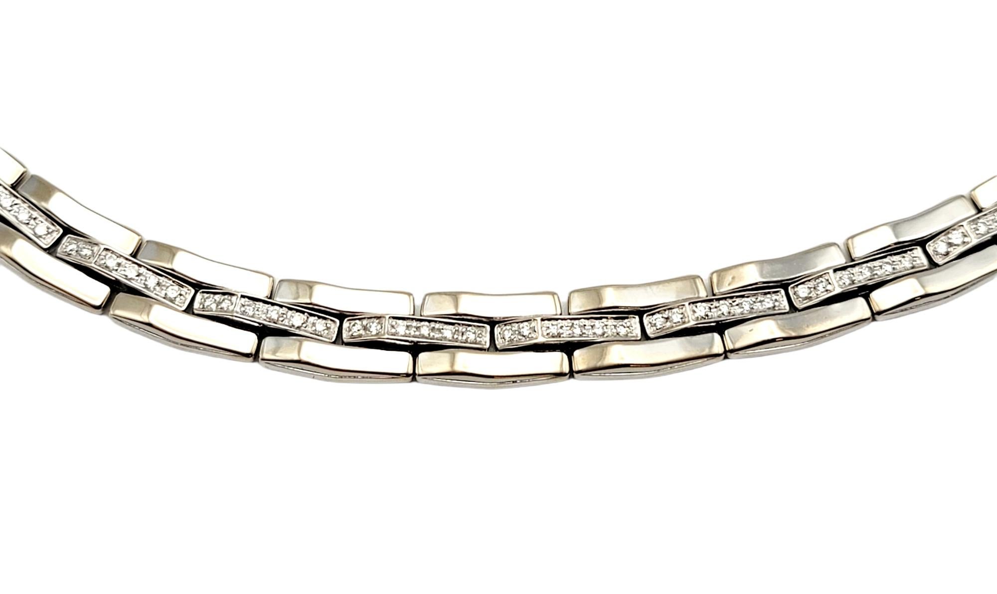 Contemporary Chimento 2.00 Carat Total Diamond Link Collar Necklace in 18 Karat White Gold For Sale