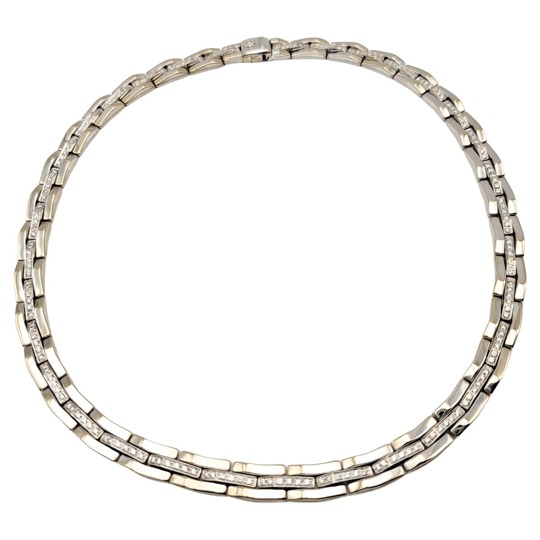 Chimento 2.00 Carat Total Diamond Link Collar Necklace in 18 Karat White Gold For Sale