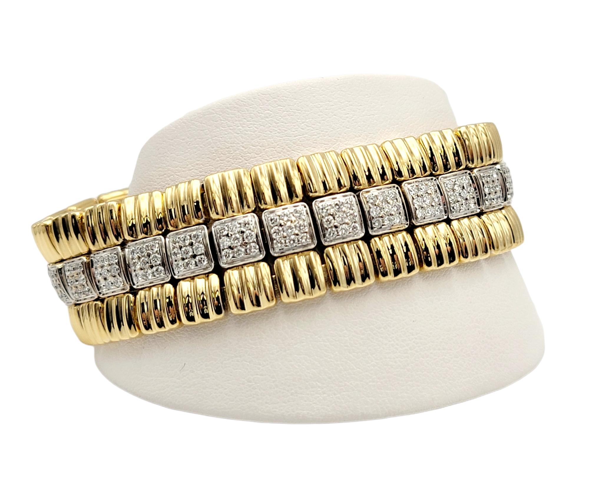 Chimento 3.00 Carat Total Diamond Link Bracelet 18 Karat White and Yellow Gold For Sale 1