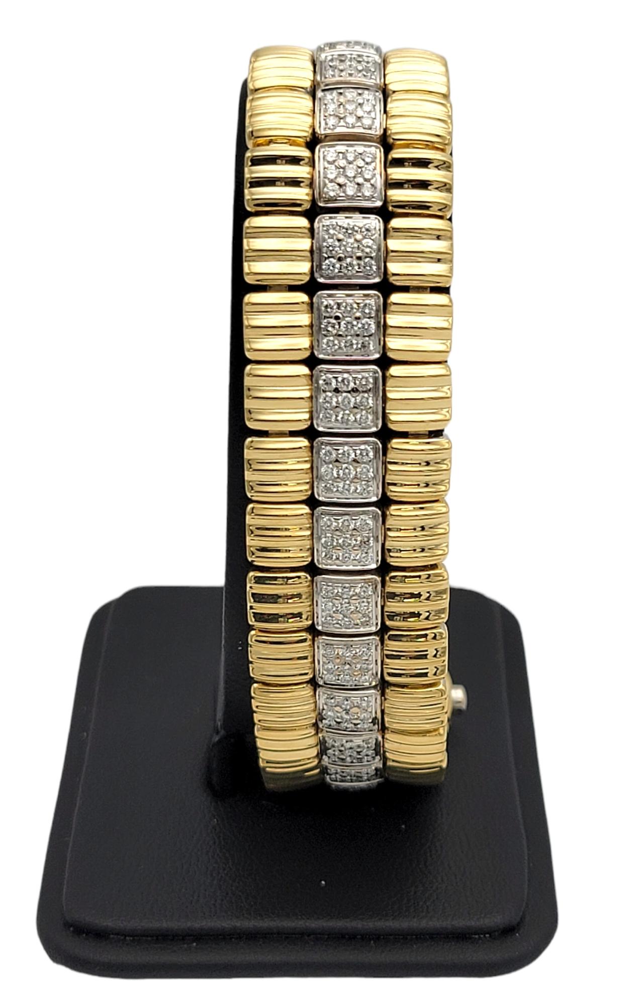 Chimento 3.00 Carat Total Diamond Link Bracelet 18 Karat White and Yellow Gold For Sale 2