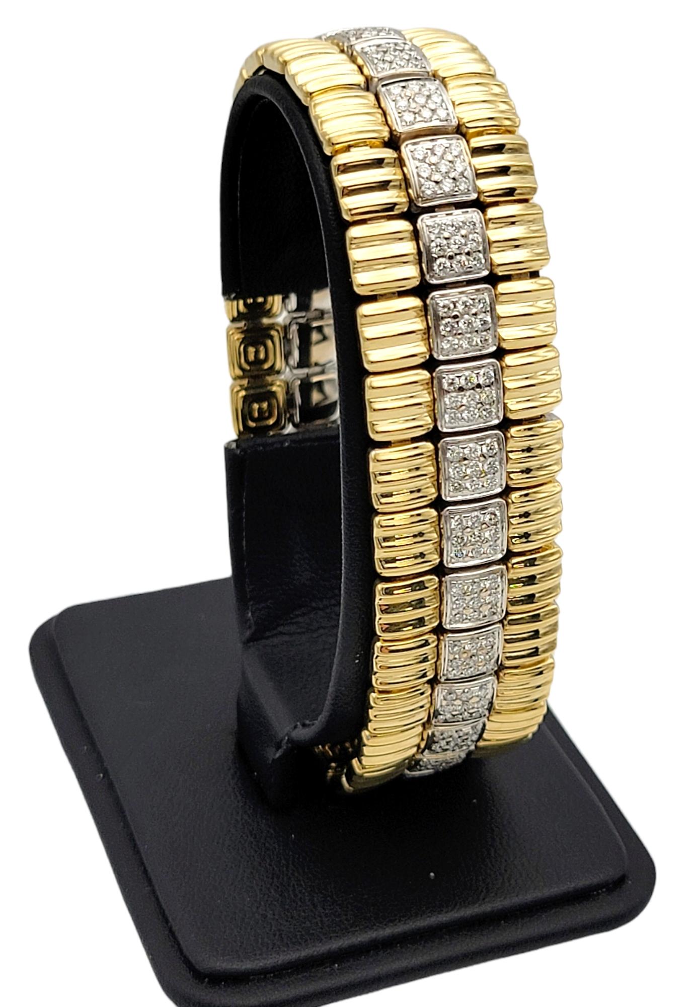 Chimento Bracelet à maillons en or blanc et jaune 18 carats avec diamants de 3,00 carats au total en vente 5
