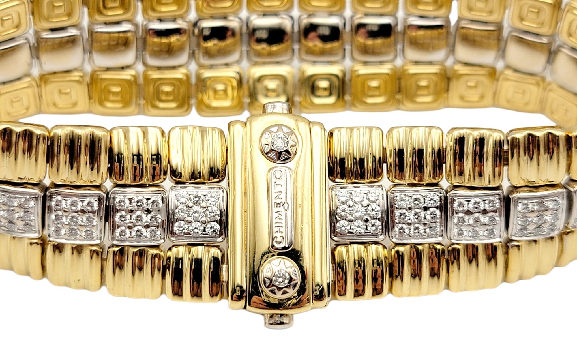 Contemporain Chimento Bracelet à maillons en or blanc et jaune 18 carats avec diamants de 3,00 carats au total en vente
