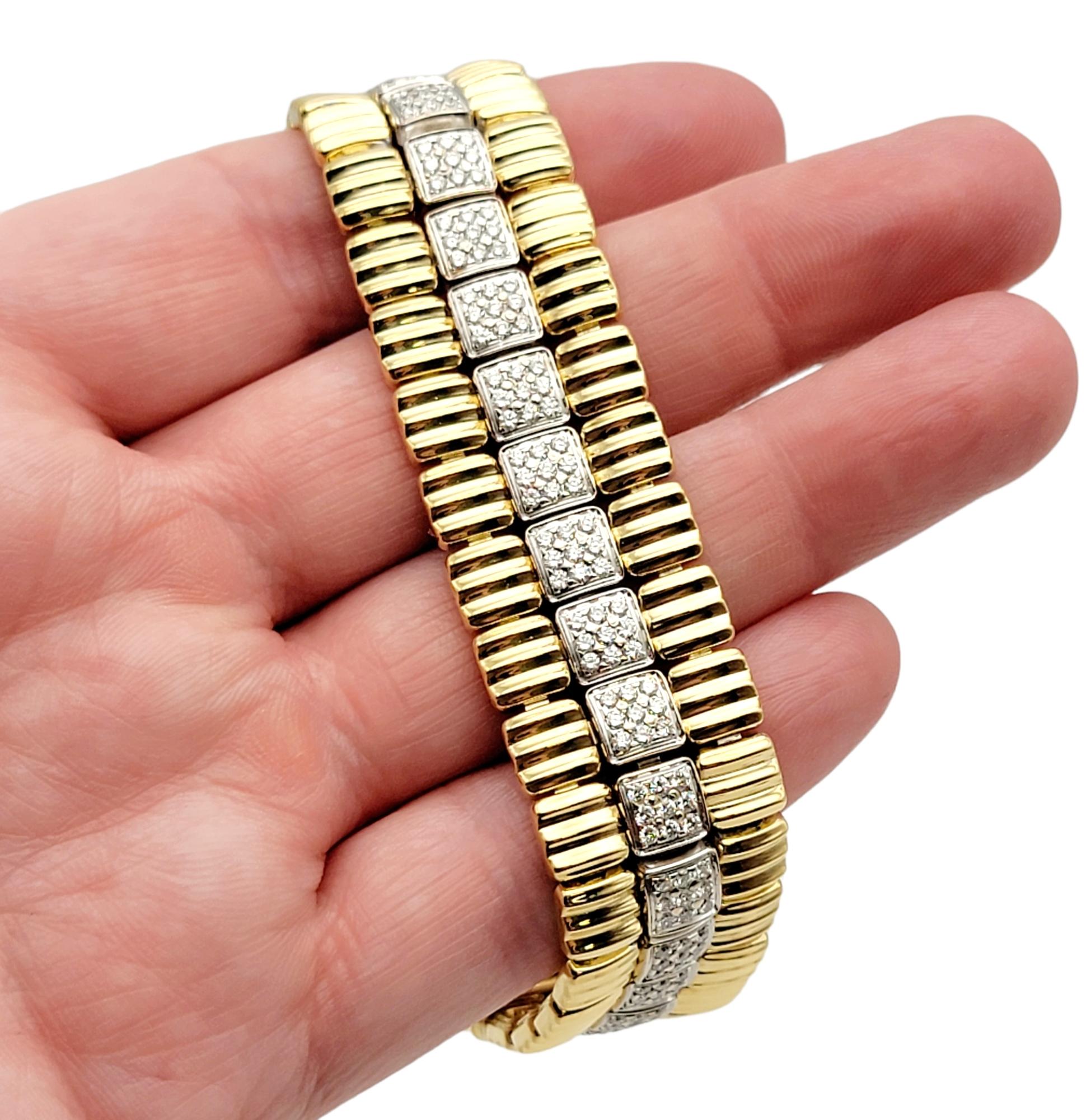 Chimento 3.00 Carat Total Diamond Link Bracelet 18 Karat White and Yellow Gold In Good Condition For Sale In Scottsdale, AZ