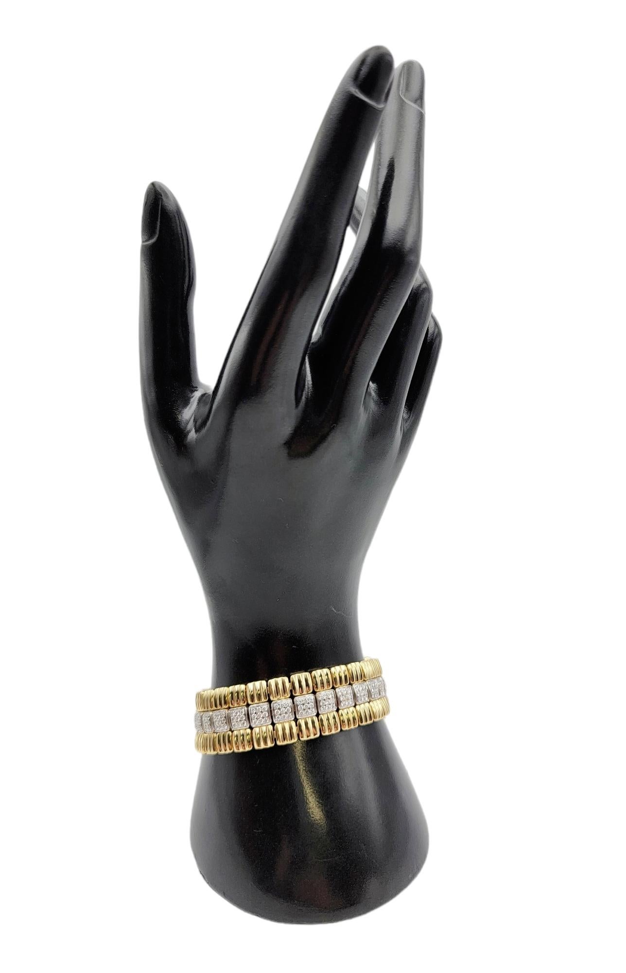 Women's Chimento 3.00 Carat Total Diamond Link Bracelet 18 Karat White and Yellow Gold For Sale