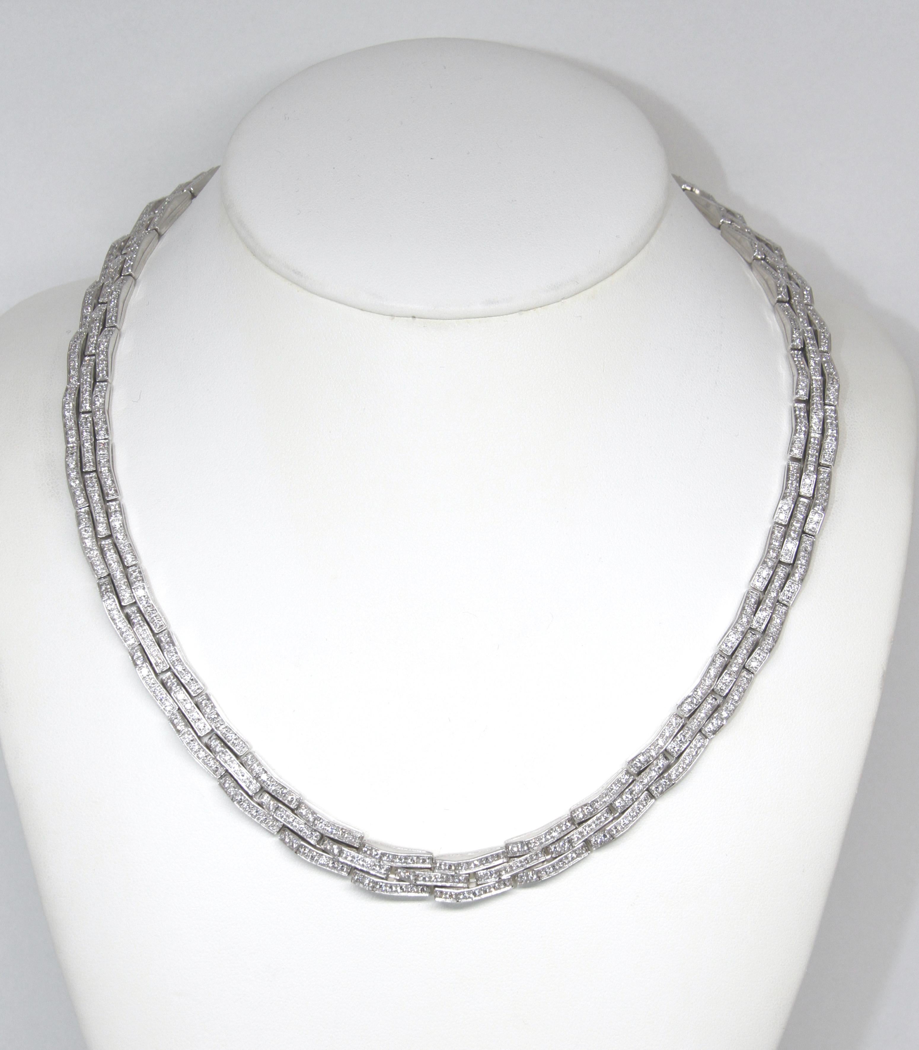Chimento-Halskette aus 18 Karat Weißgold mit Gelenk und Diamanten (Brillantschliff)