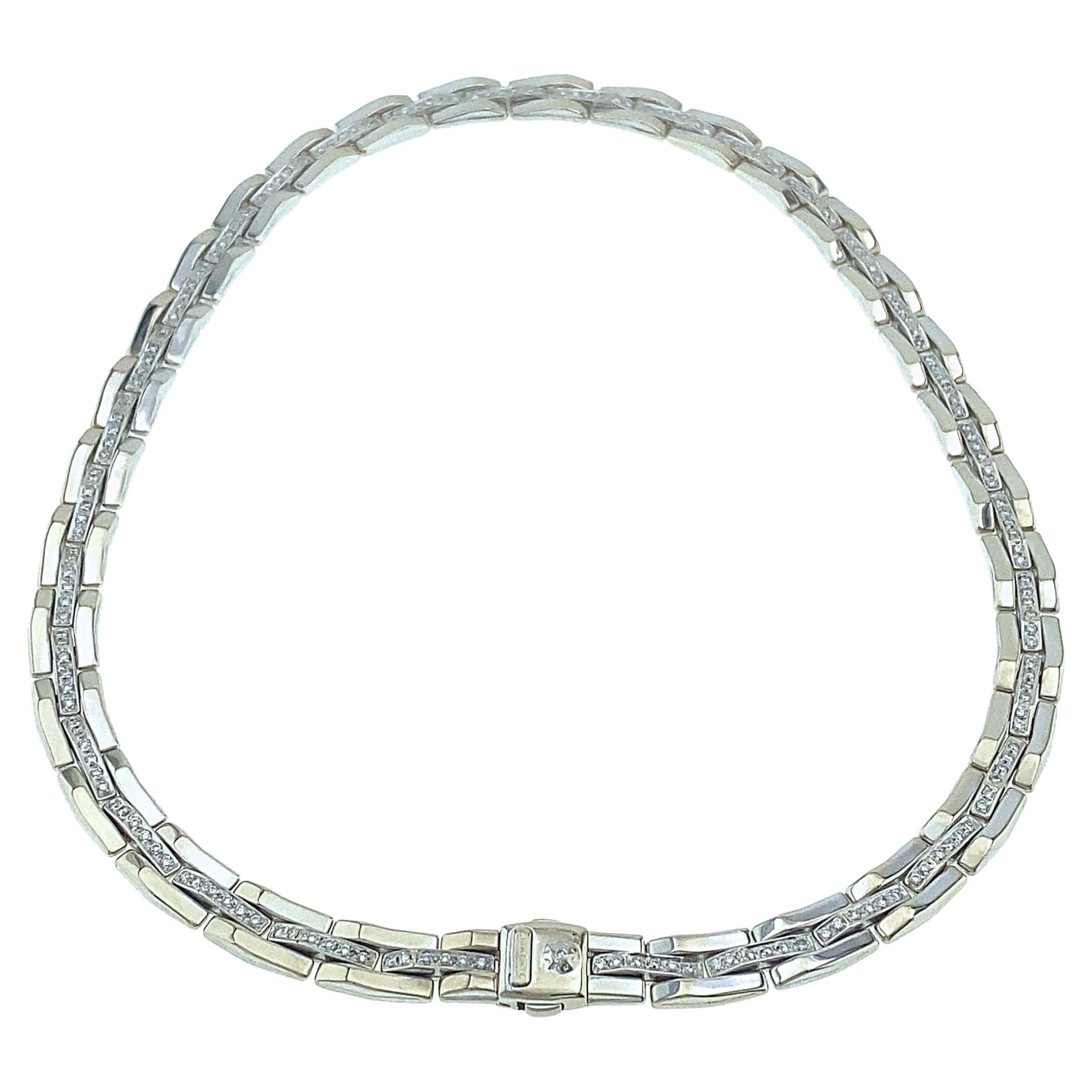 CHIMENTO Articulate Three Row Diamond Links 1.93 tcw Necklace 18kt White Gold