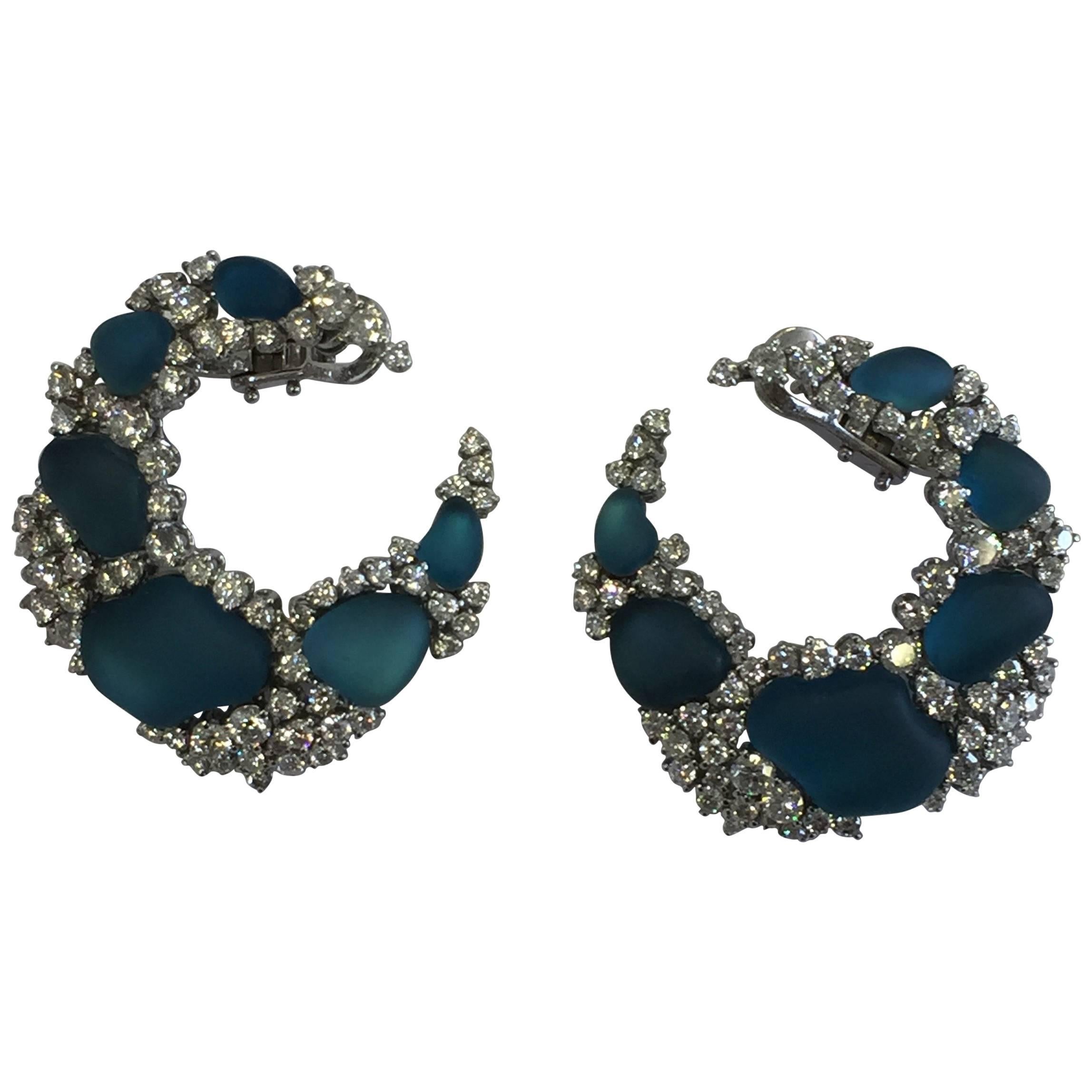 Chimento Blue Topaz and Diamond Earrings