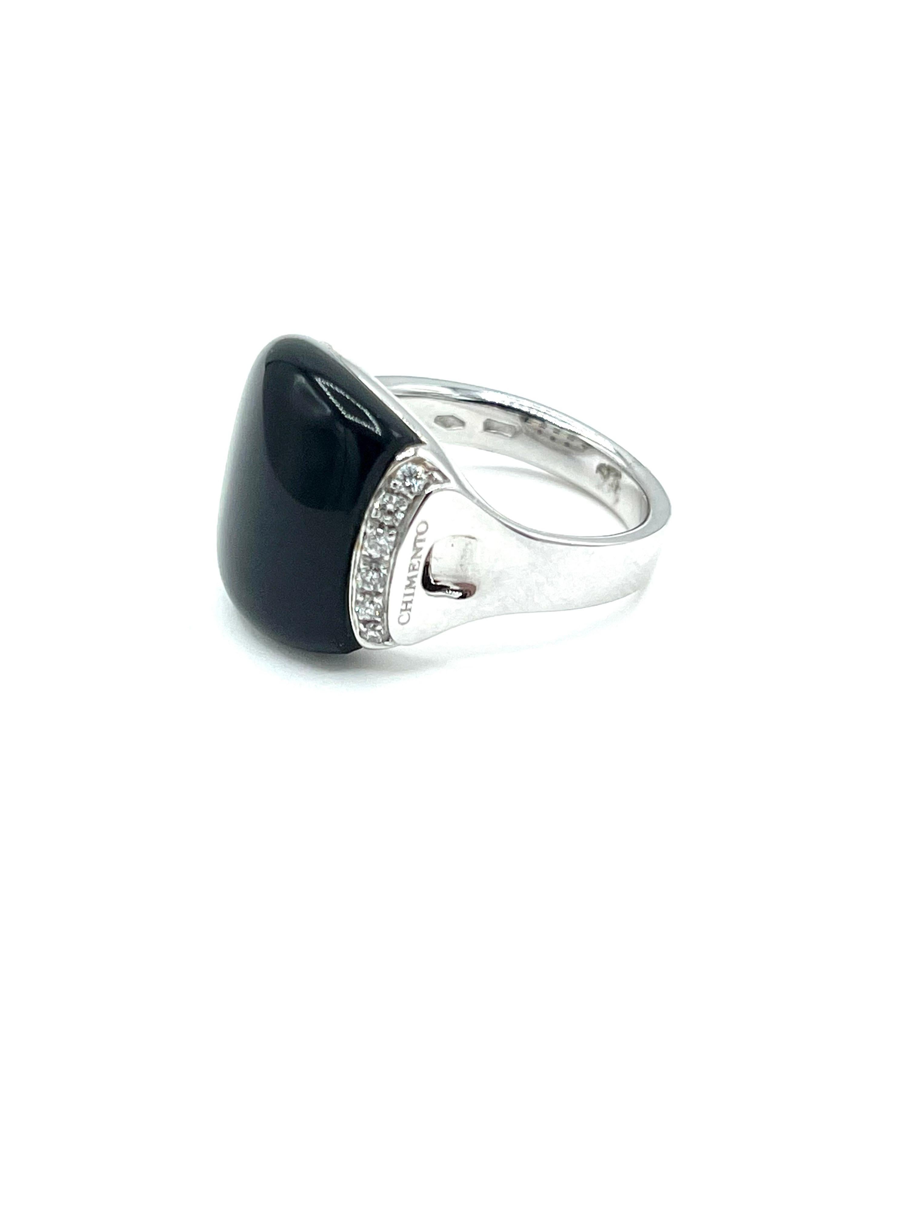 Modern Chimento Cabochon Cut Onyx and Diamond White Gold Fashion Ring For Sale