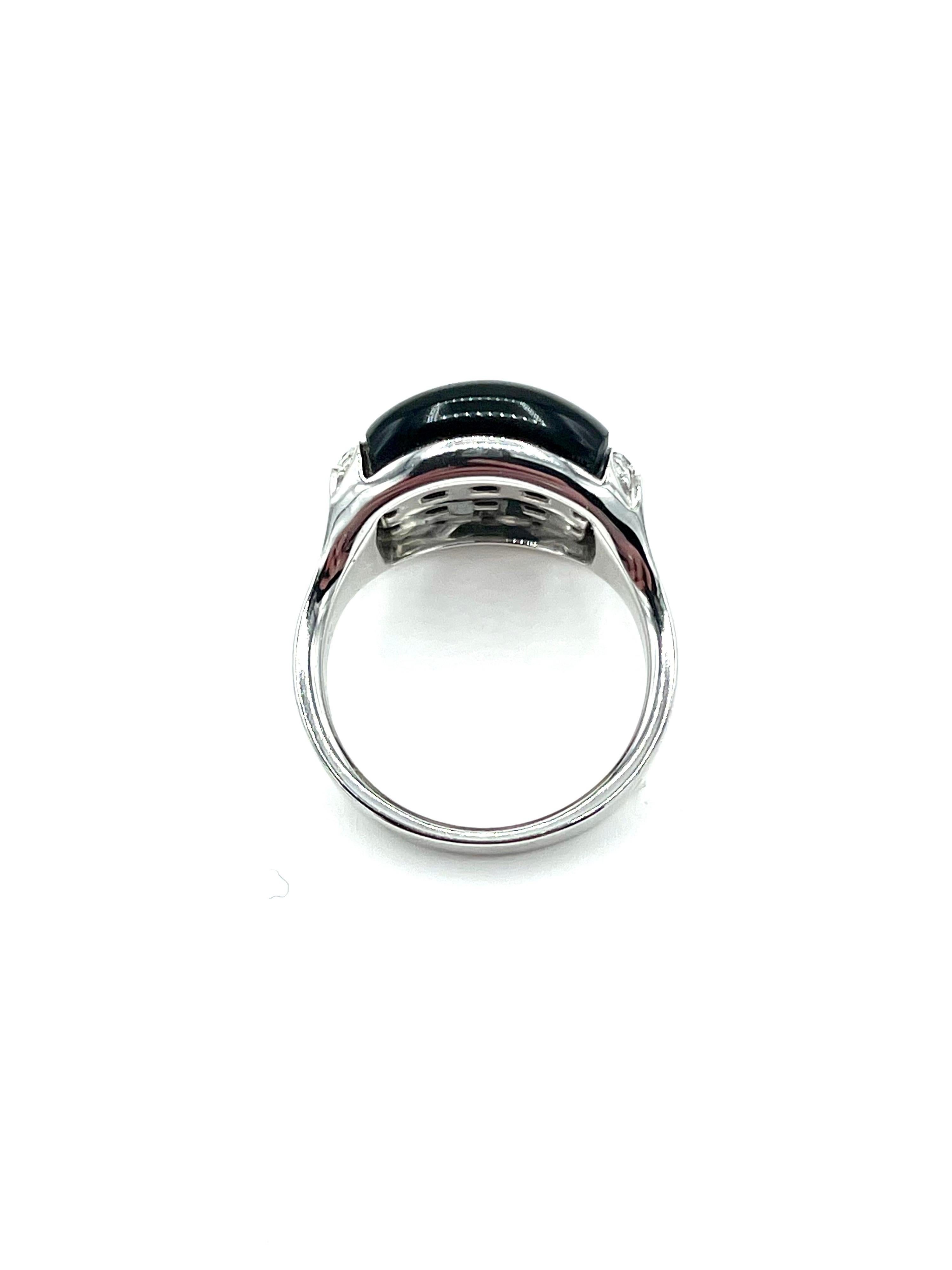 Chimento Cabochon Cut Onyx and Diamond White Gold Fashion Ring In Excellent Condition For Sale In Chevy Chase, MD