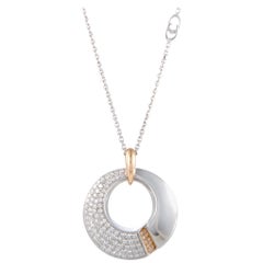 Chimento Desiderio 18 Karat White and Rose Gold Diamond Pave Pendant Necklace