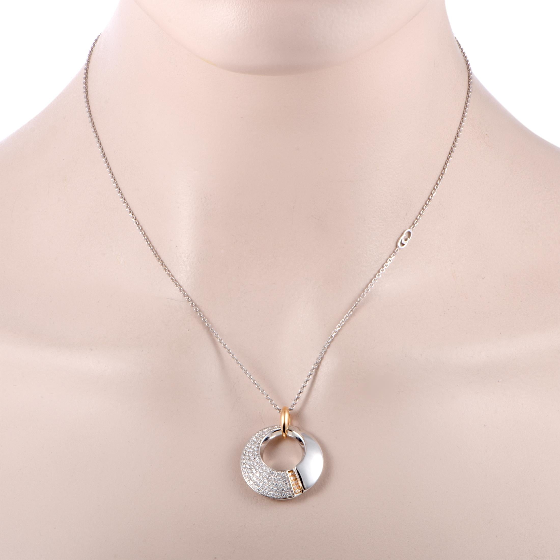 The dainty inserts in rose gold beautifully accentuate the overall bright-toned design of this exceptional jewelry piece that will add a nifty touch of sublime elegance to your look. Presented by Chimento, this necklace is masterfully crafted from