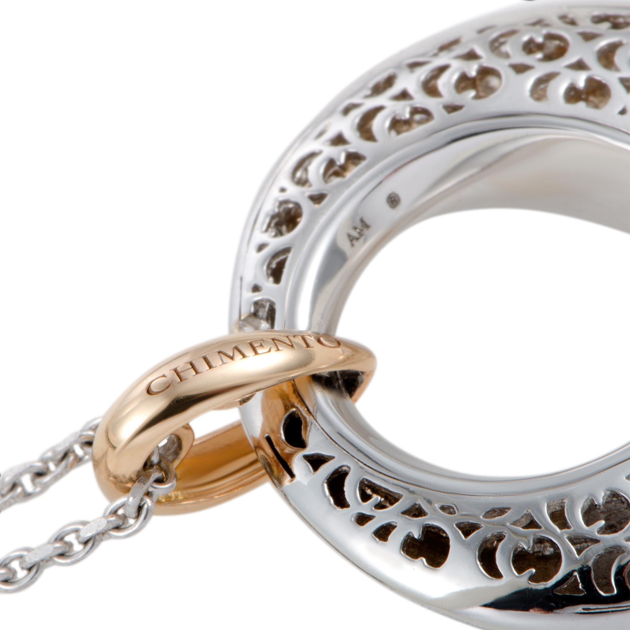 Women's Chimento Desiderio 18 Karat White and Rose Gold Diamond Pave Pendant Necklace