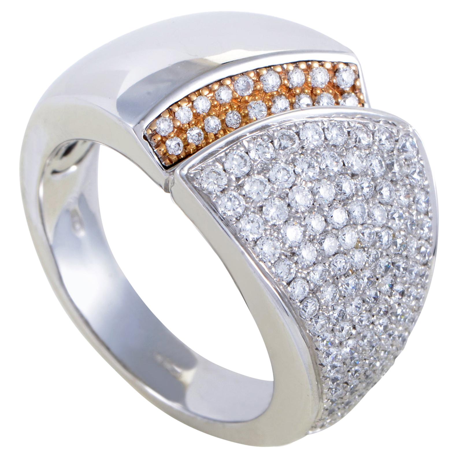 Chimento Desiderio Womens 18 Karat Gold Partial Diamond Pave Band Ring