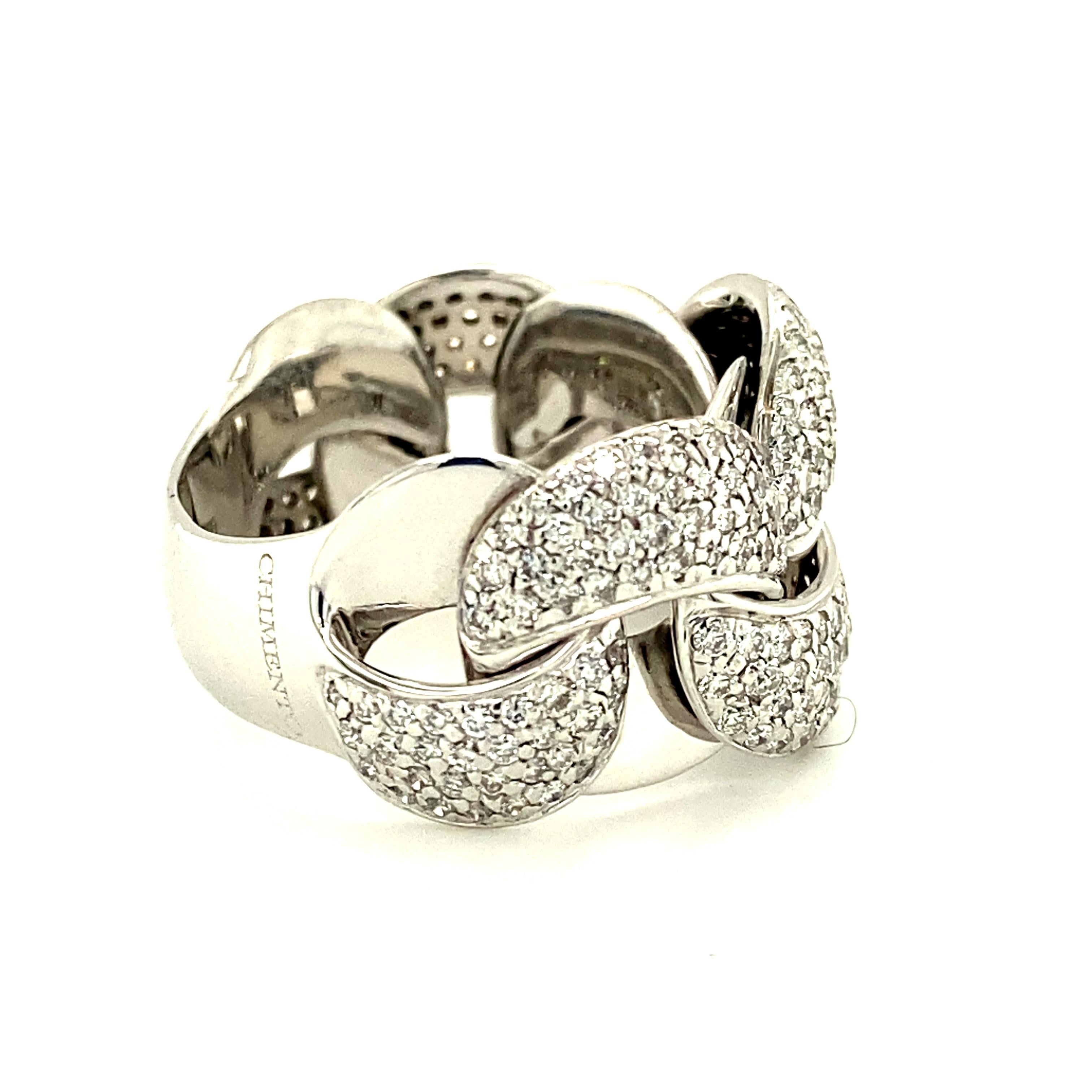 Contemporary Chimento Diamond Link Ring in 18 Karat Gold