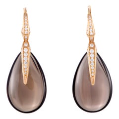 Chimento Elisir 18 Karat Gold Diamond Pave and Smoky Quartz Cabochon Teardrop