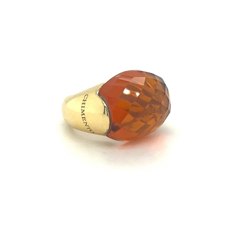 Chimento Estate Cocktail Ring 16.75 Carats of Citrine 18k Yellow Gold For Sale 5