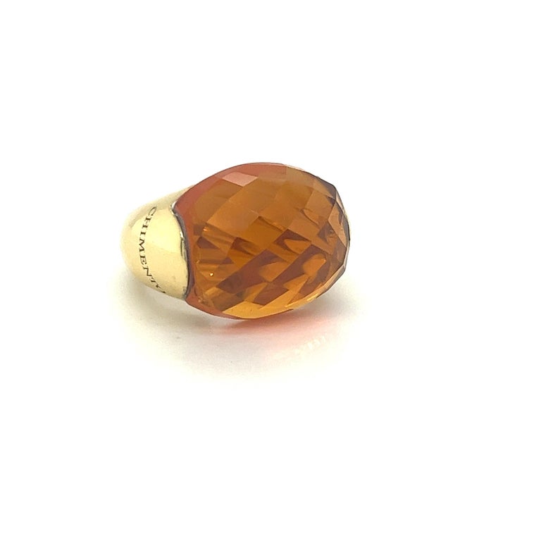Chimento Estate Cocktail Ring 16.75 Carats of Citrine 18k Yellow Gold In Good Condition For Sale In Miami, FL