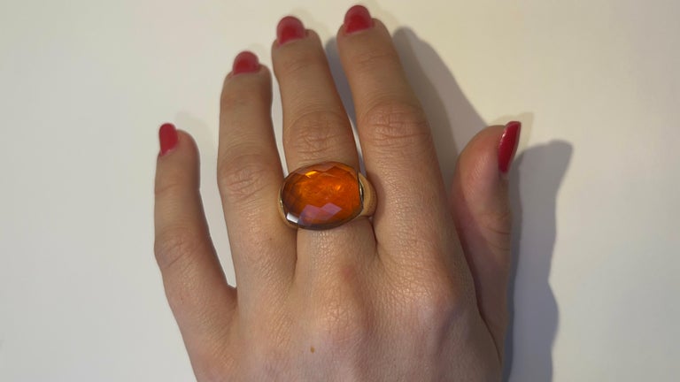 Women's or Men's Chimento Estate Cocktail Ring 16.75 Carats of Citrine 18k Yellow Gold For Sale