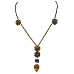 Collier fleur Chimento moderne en or 18 carats avec citrine, tanzanite, améthyste et péridot