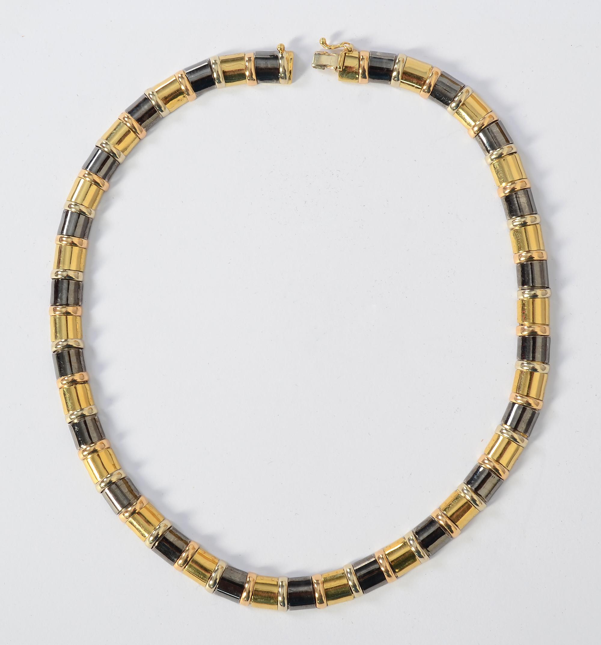 Modern Chimento Gold and Blackened Silver Choker Necklace For Sale