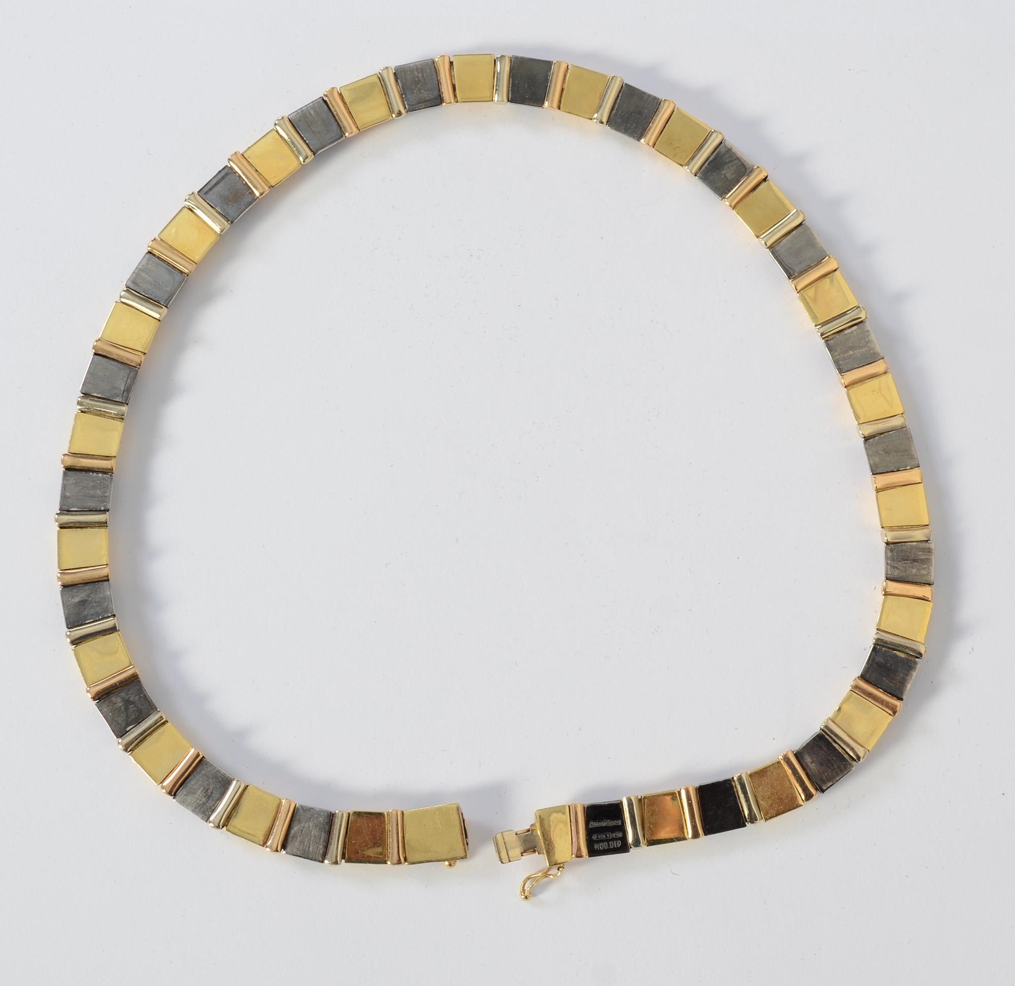 Collana girocollo in oro e argento annerito di Chimento in vendita 1