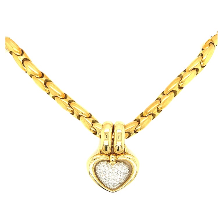 Chimento Heart Pendant Link Chain Necklace 18k Yellow Gold For Sale at ...