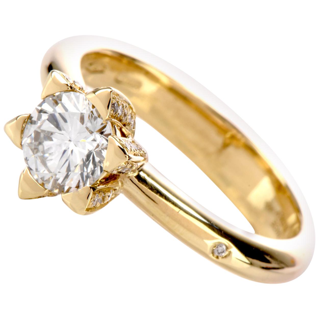 Chimento Italian Contemporary GIA F-VS1 Diamond Solitaire 18 Karat Ring