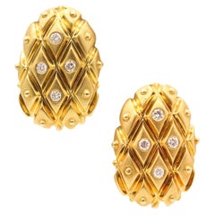 CHIMENTO Pendientes acolchados italianos de oro amarillo de 18 quilates con diamantes VS