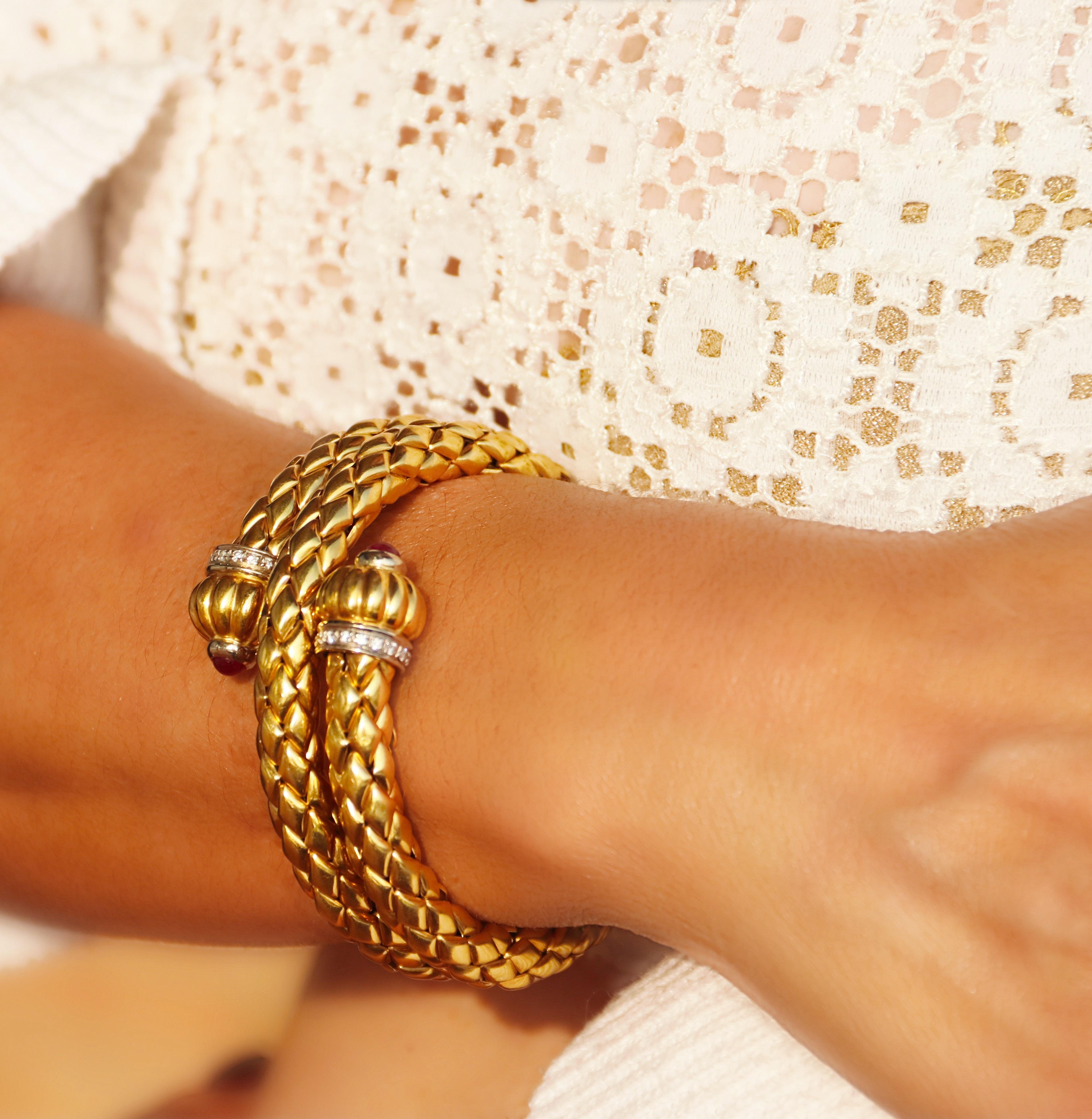 Chimento Bracelet jonc en or jaune et blanc 18 carats avec diamants, Italie en vente 4