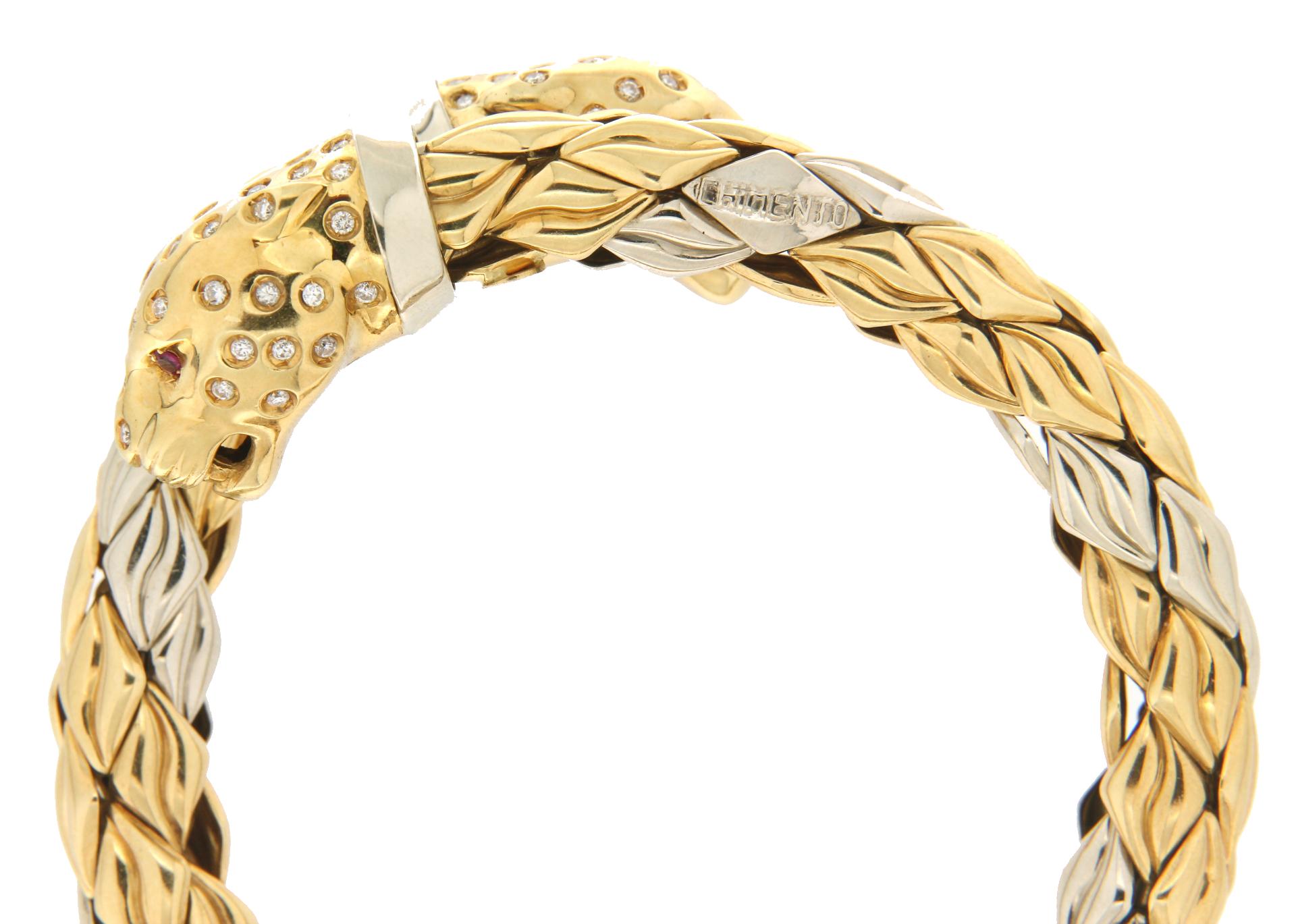 Chimento Italy 18 Karat Yellow and White Gold Diamonds Bangle Bracelet In New Condition In Marcianise, IT