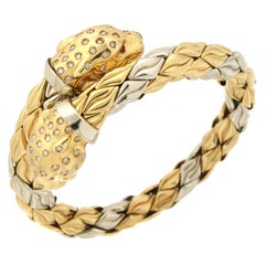 Chimento Italy 18 Karat Yellow and White Gold Diamonds Bangle Bracelet