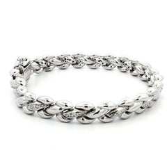 Chimento Italia Bracciale a maglie intrecciate in oro bianco 18k con diamante da .35ctw