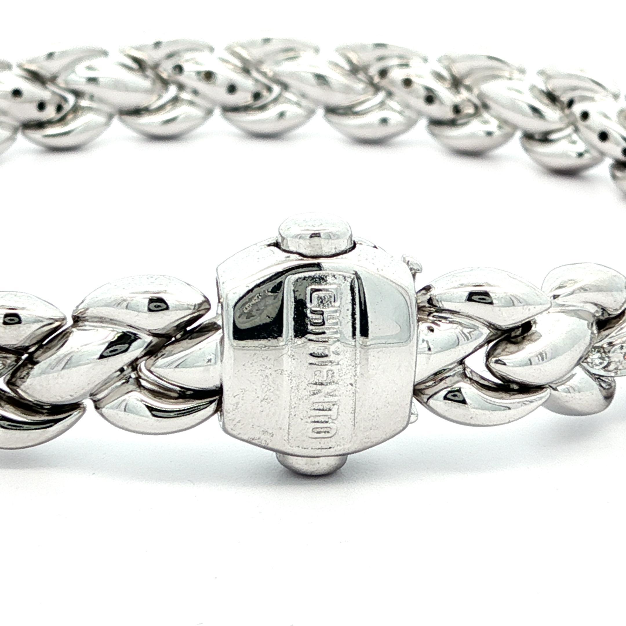 Chimento Italia Bracciale a maglie intrecciate in oro bianco 18k con diamante da .35ctw in vendita 1