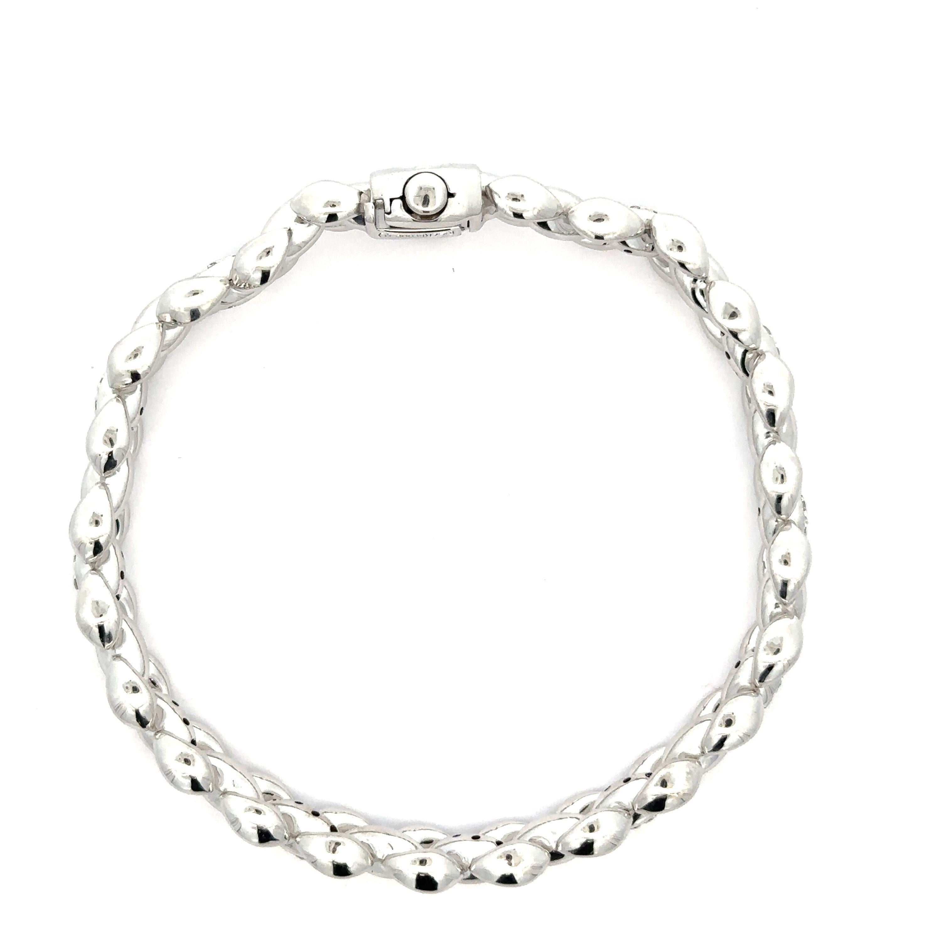 Chimento Italia Bracciale a maglie intrecciate in oro bianco 18k con diamante da .35ctw in vendita 4