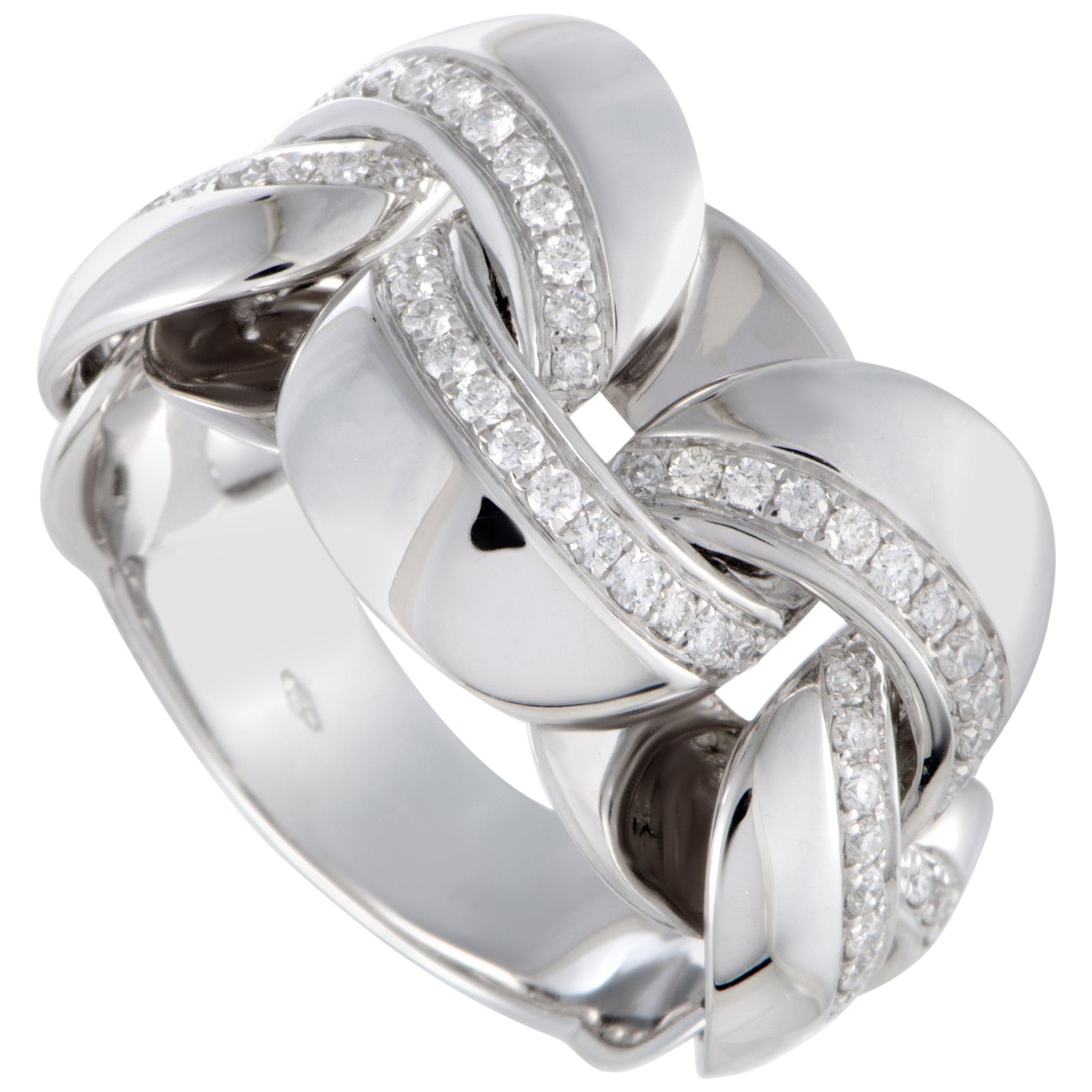 Chimento Link 18 Karat White Gold Diamond Pave Band Ring