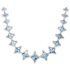 Chimento Marilyn Women's 18 Karat White Gold Aquamarine and Diamond Necklace