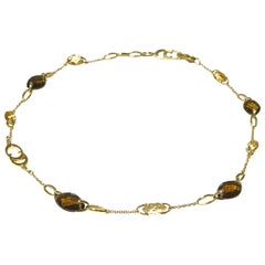 Chimento MARQUISE Gold Necklace 1G01989ZB1450 with yellow top/smokey qrtz stones