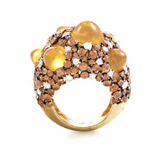 Chimento Moonrise 18 Karat Yellow Gold Orange Gem and Diamond Ring