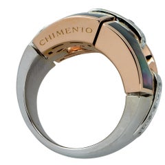 Chimento Mother-of-Pearl and Diamond 18 Karat Rose and White Gold Ring