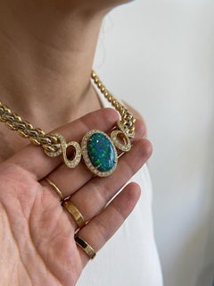 Chimento Opal-Diamant-Anhänger-Halskette 18K Gelbgold