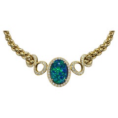 Chimento Opal-Diamant-Anhänger-Halskette 18K Gelbgold