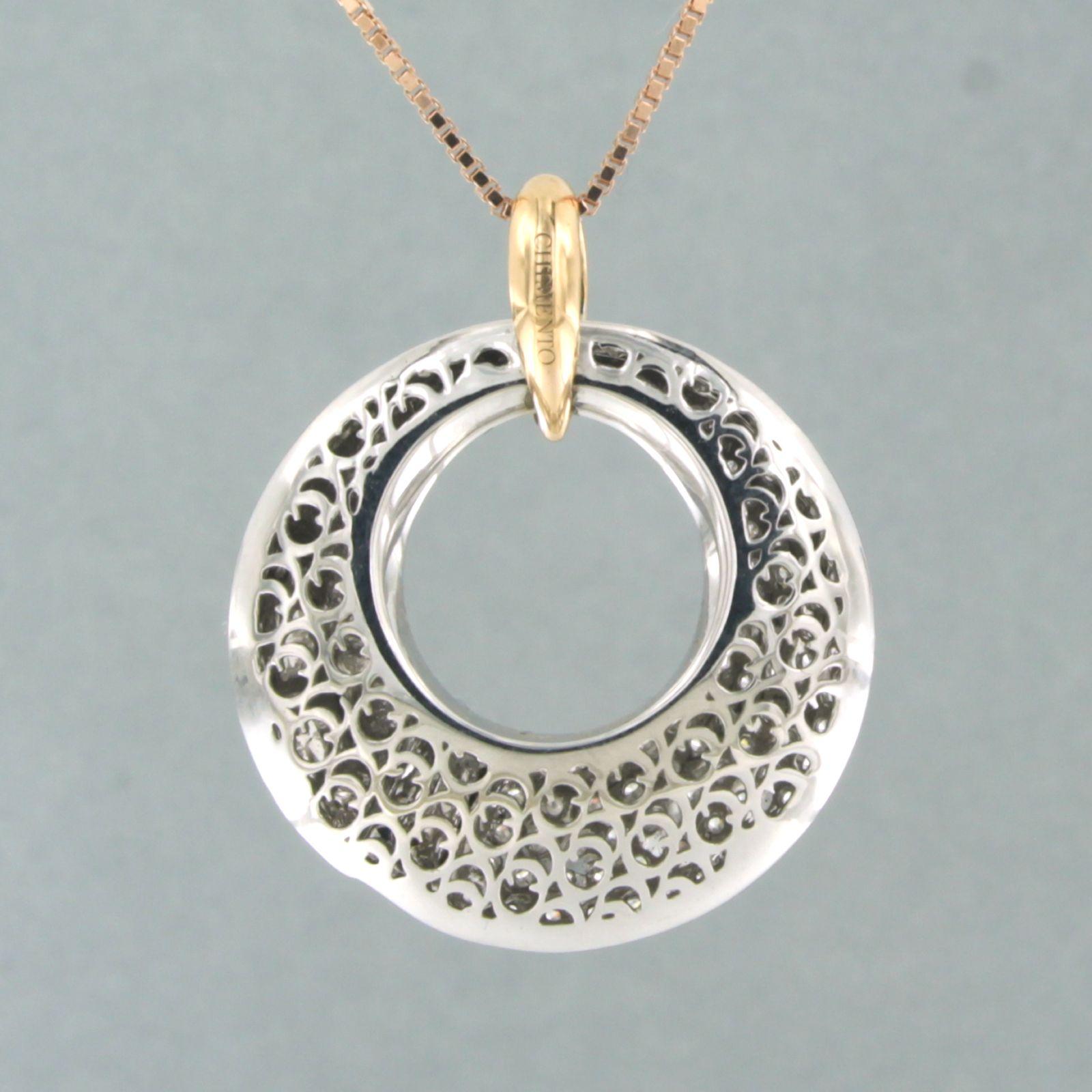 Modern CHIMENTO pendant and chain set with diamonds 18k bicolour gold For Sale