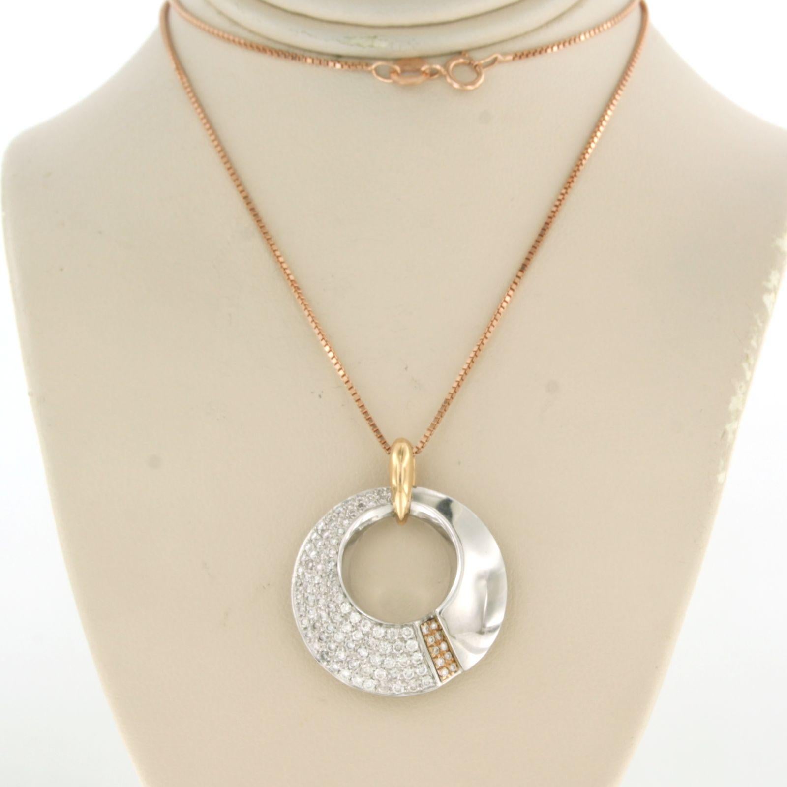 Brilliant Cut CHIMENTO pendant and chain set with diamonds 18k bicolour gold For Sale