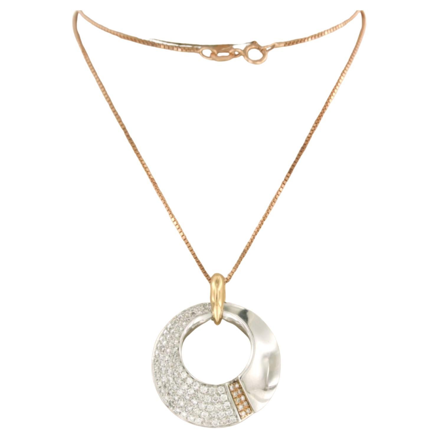 CHIMENTO pendant and chain set with diamonds 18k bicolour gold For Sale