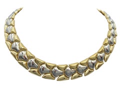 Chimento Polished Two-Tone Textured Collar Link Necklace in 18 Karat Gold