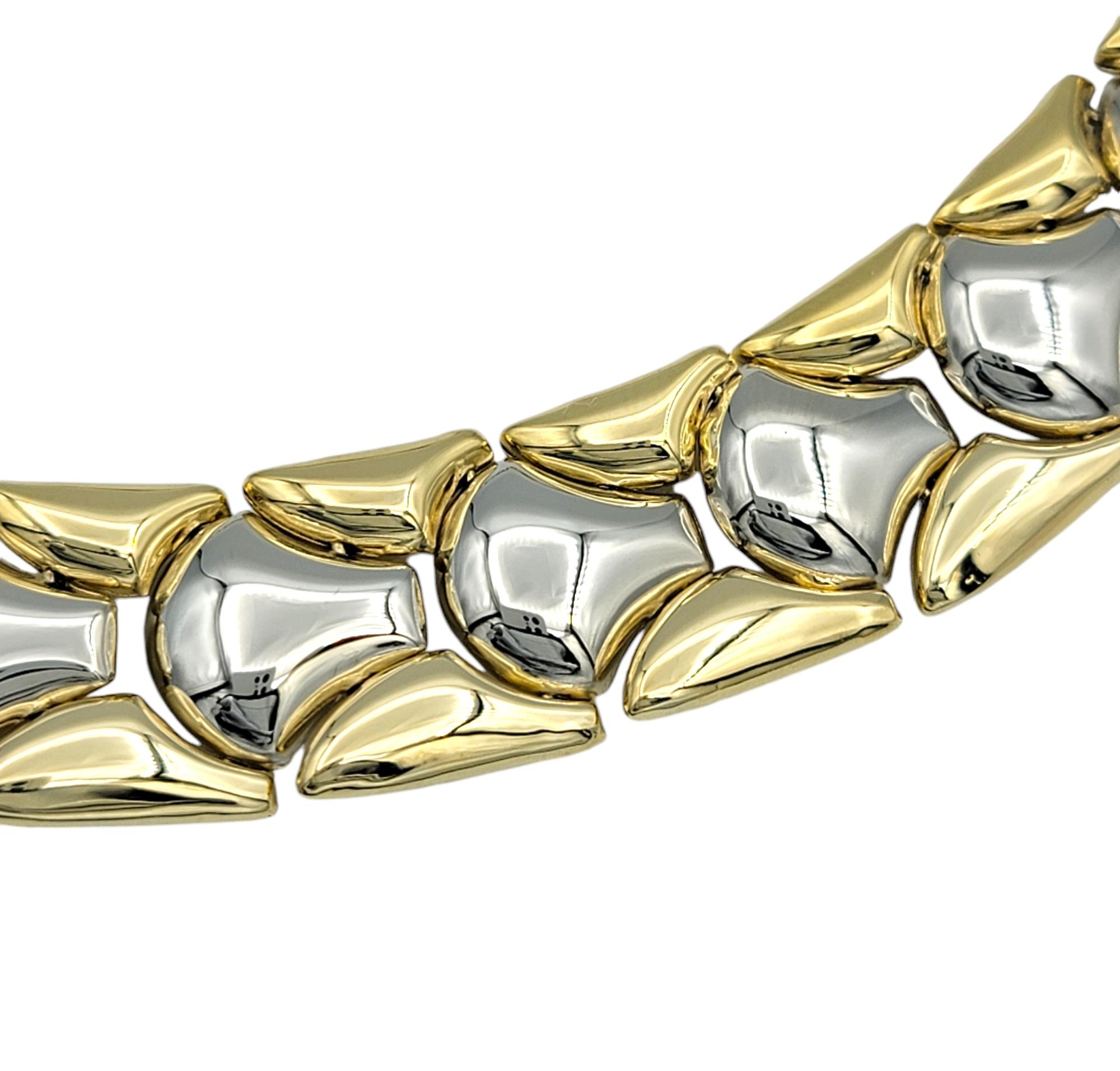 Contemporain Chimento Collier à maillons texturé bicolore poli en or 18 carats en vente